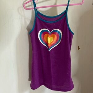 Cami for sz M/M 7-8 girl purple with multicolored heart in center